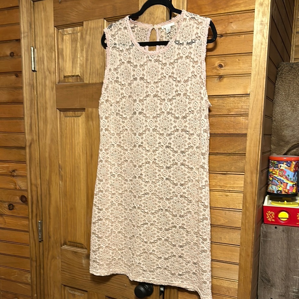 Cato Pink Sheath Midi Dress Crew Neck Sleeveless